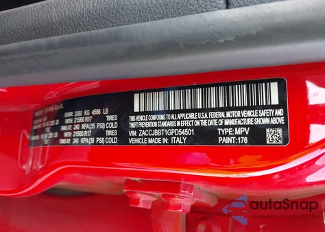 2016 Jeep Renegade Latitude from USA, damaged, VIN ZACCJBBT1GPD54501